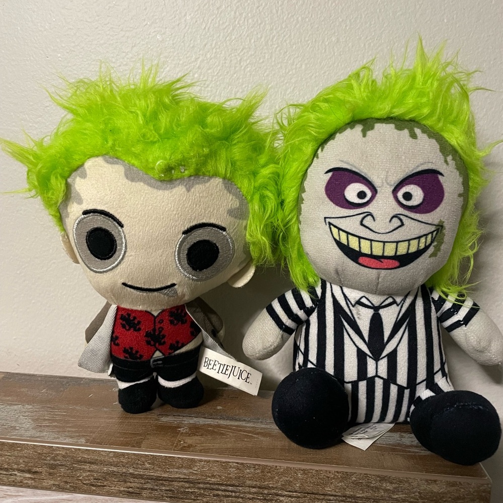 Beetlejuice Plush Dolls with Neon Green Hair Bundle